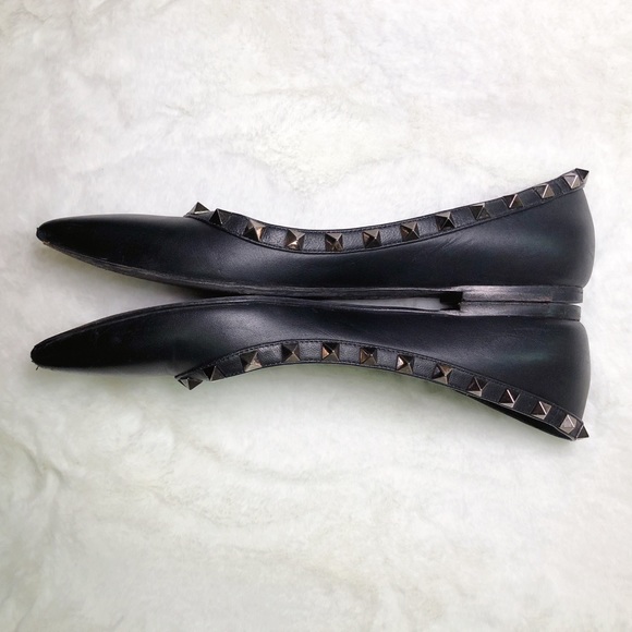 ❤️SOLD❤️Valentino rockstud balle flats so black 38 - Picture 2 of 8